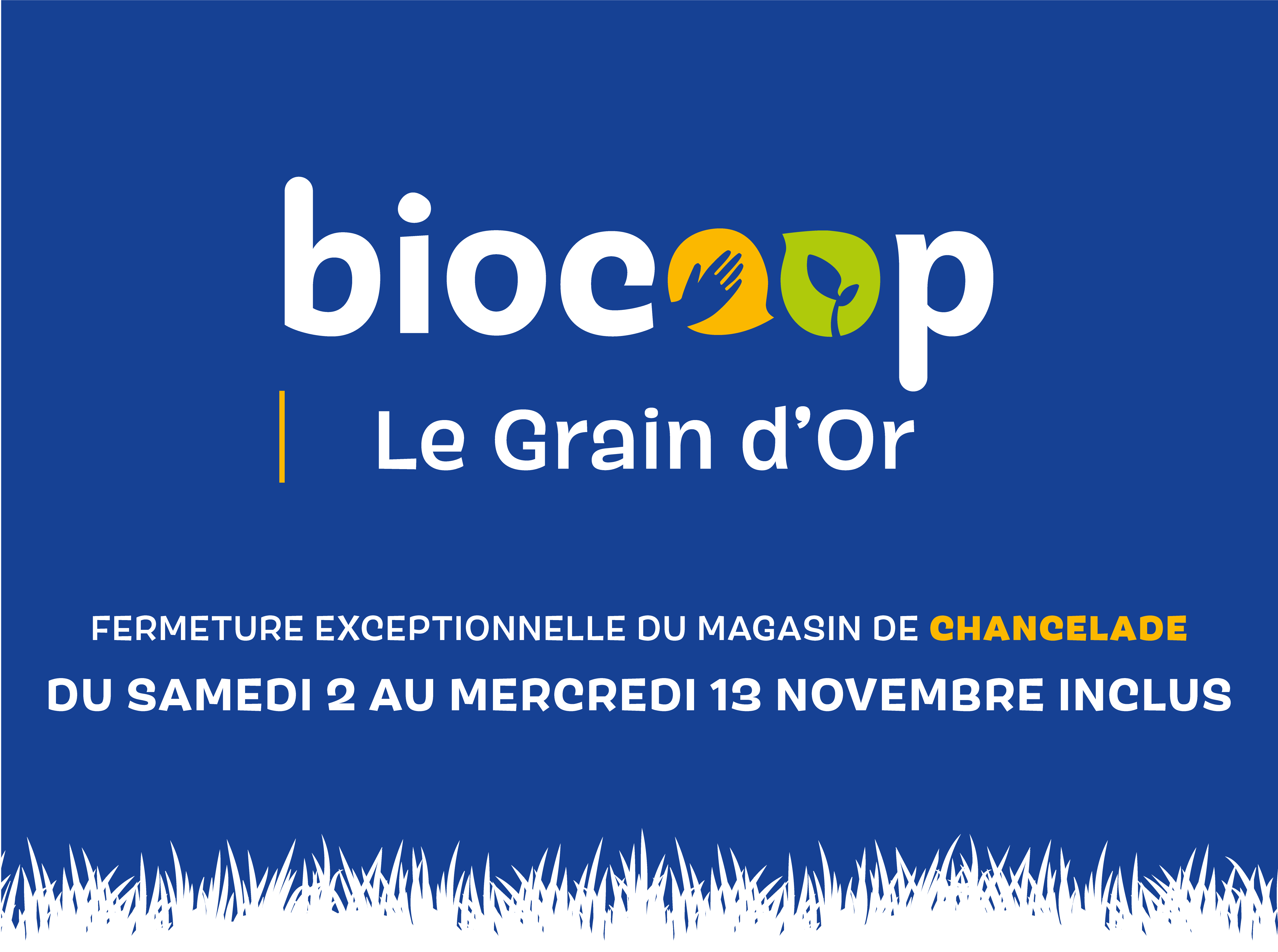 Fermeture exceptionnelle du 2 au 13 novembre Fermeture exceptionnelle du 2 au 13 novembre