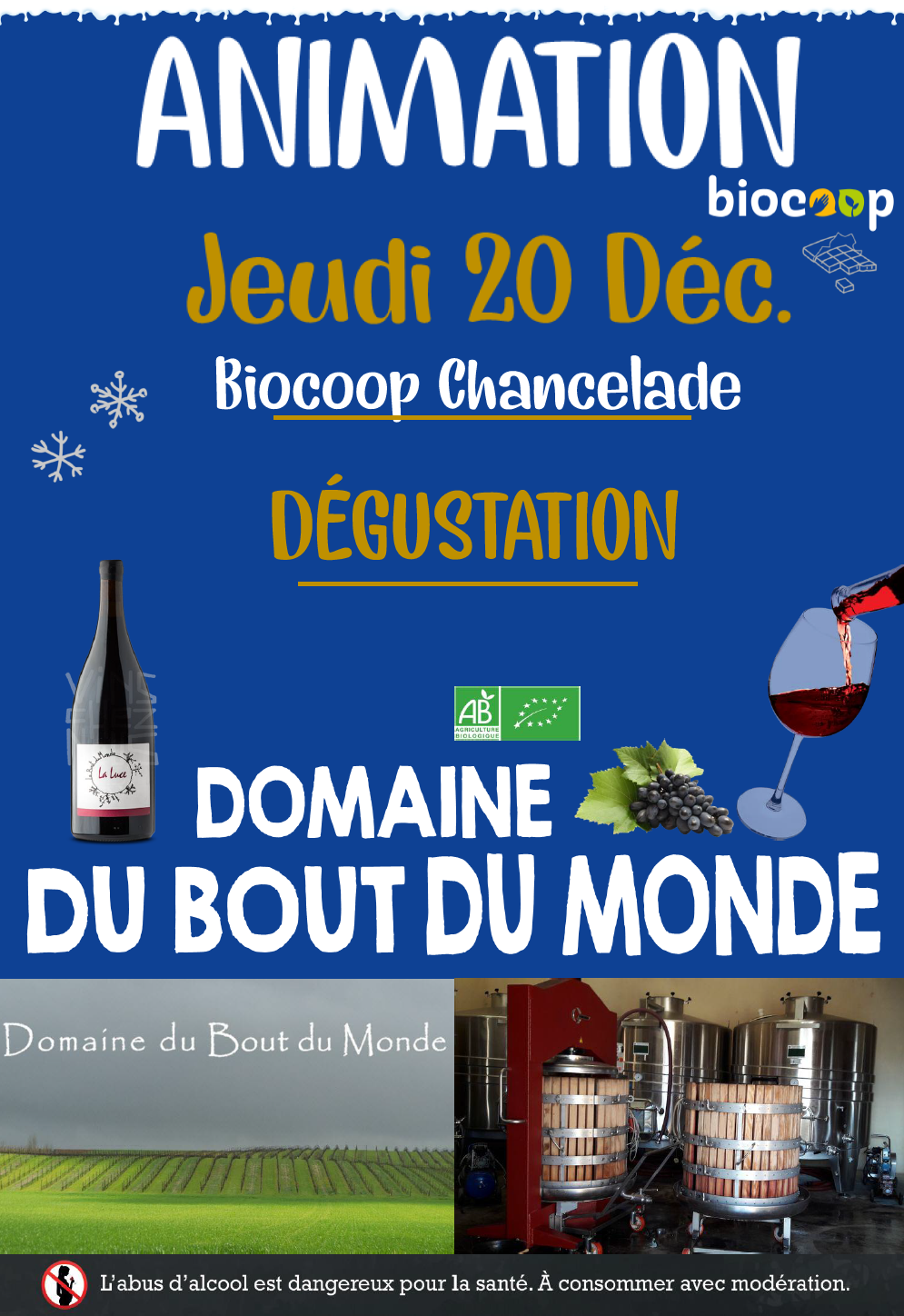 Dégustation de vin jeudi 20 décembre